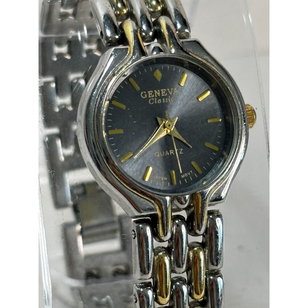 Geneva Classic two-tone dressy blue dial women's watch, working